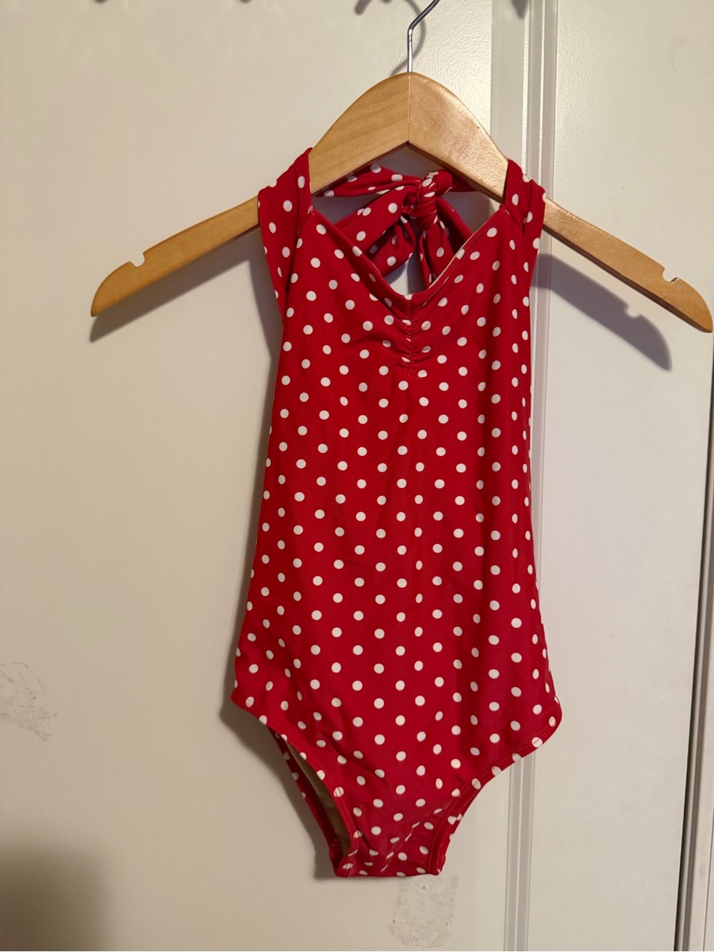Girls' Red Polka Dot Halter One-Piece Swimsuit NWT